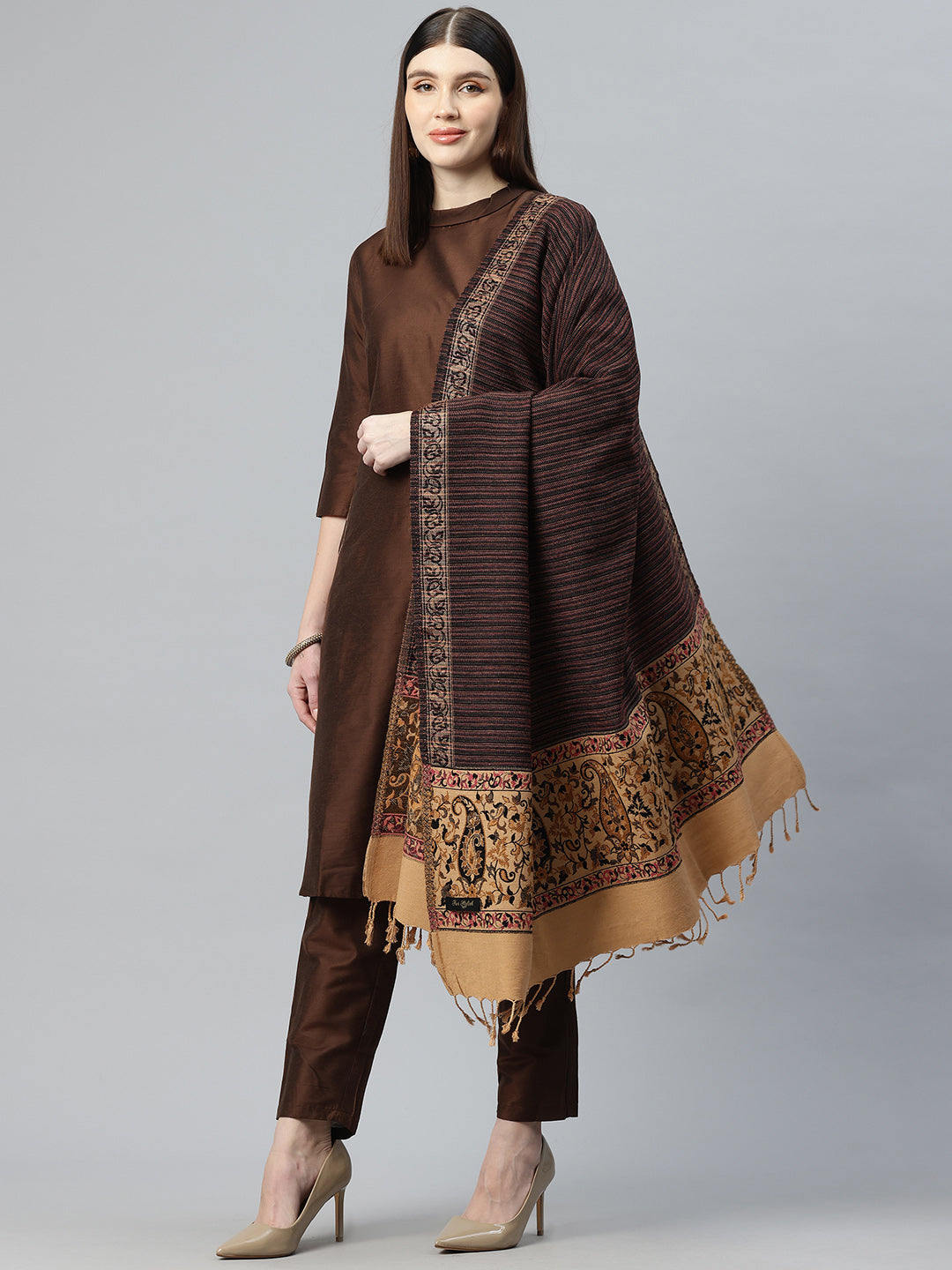 Women's Acrylic Jamawar Wool Shawl