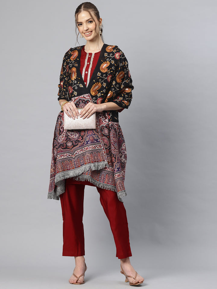 Women's Aari Embroidery Pure Wool Shawl