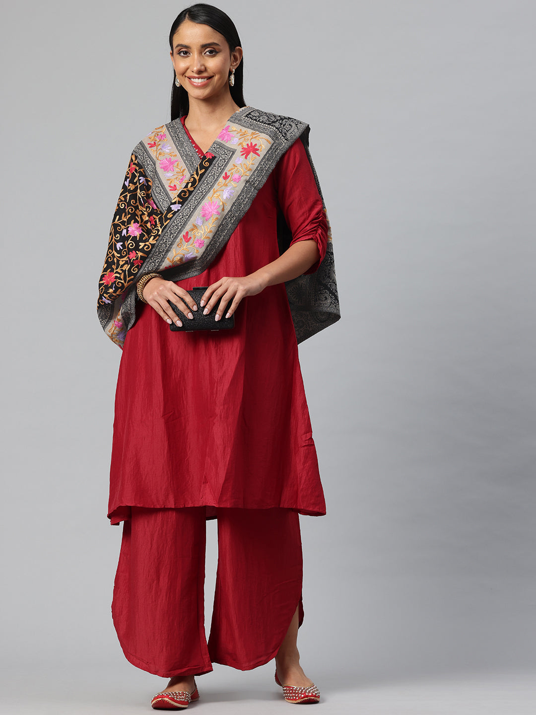 Women's Pure Wool Jamawar Embroidery Stole