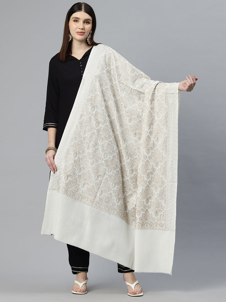 Women's Aari Embroidered Wool Shawl