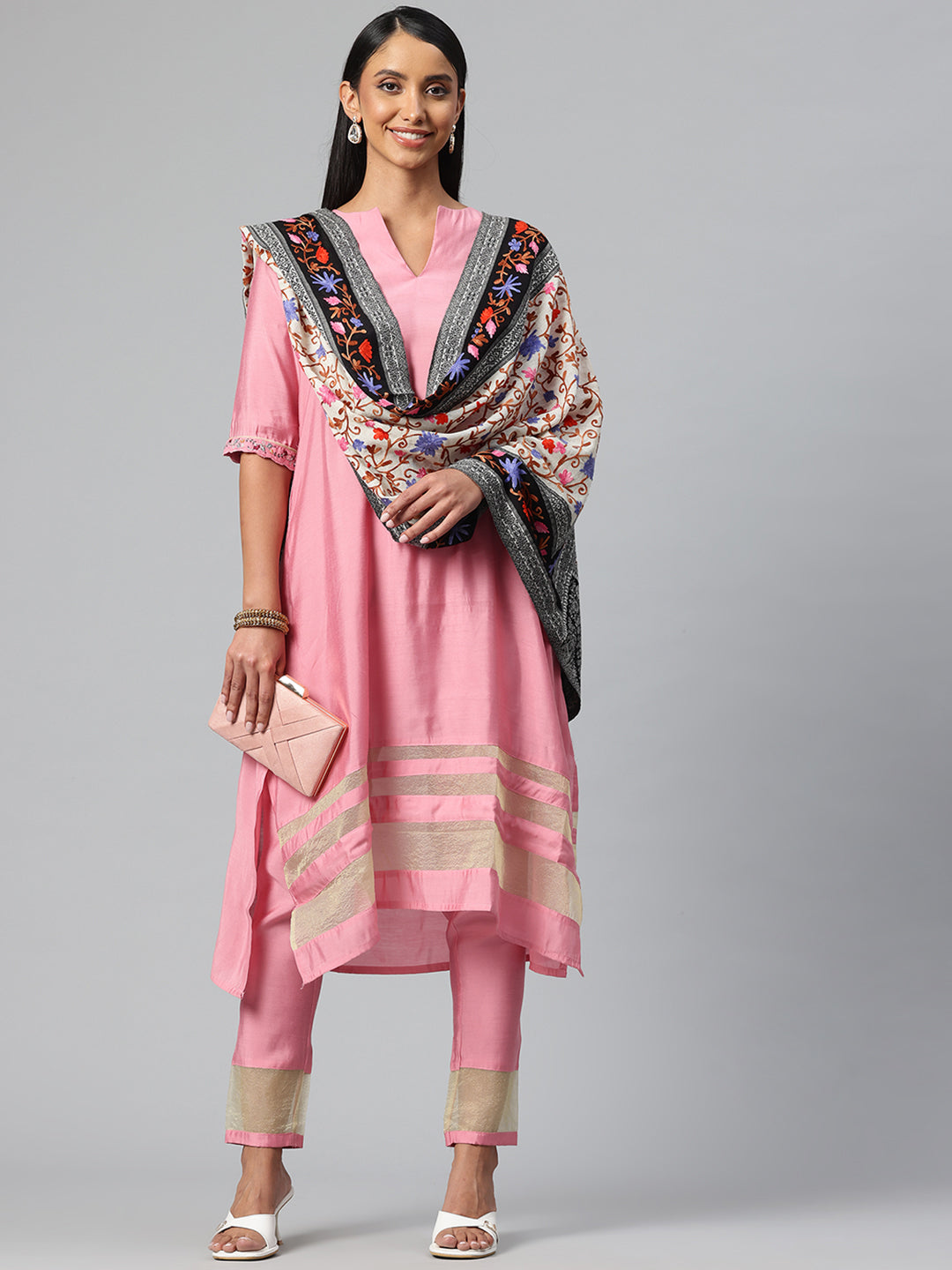 Women's Pure Wool Jamawar Embroidery Stole