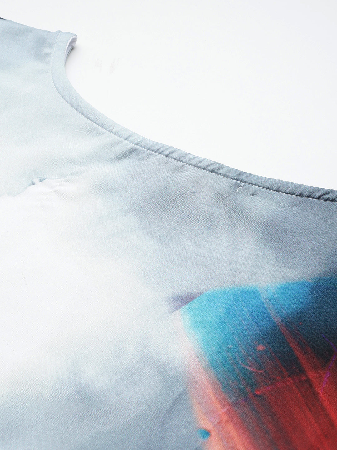 Women's Printed Boat Neck Sleeves Short Kaftan Kurti