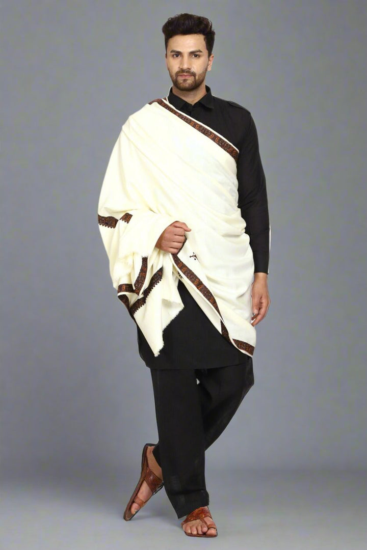 Men's Kashmiri Embroidered Wool Shawl