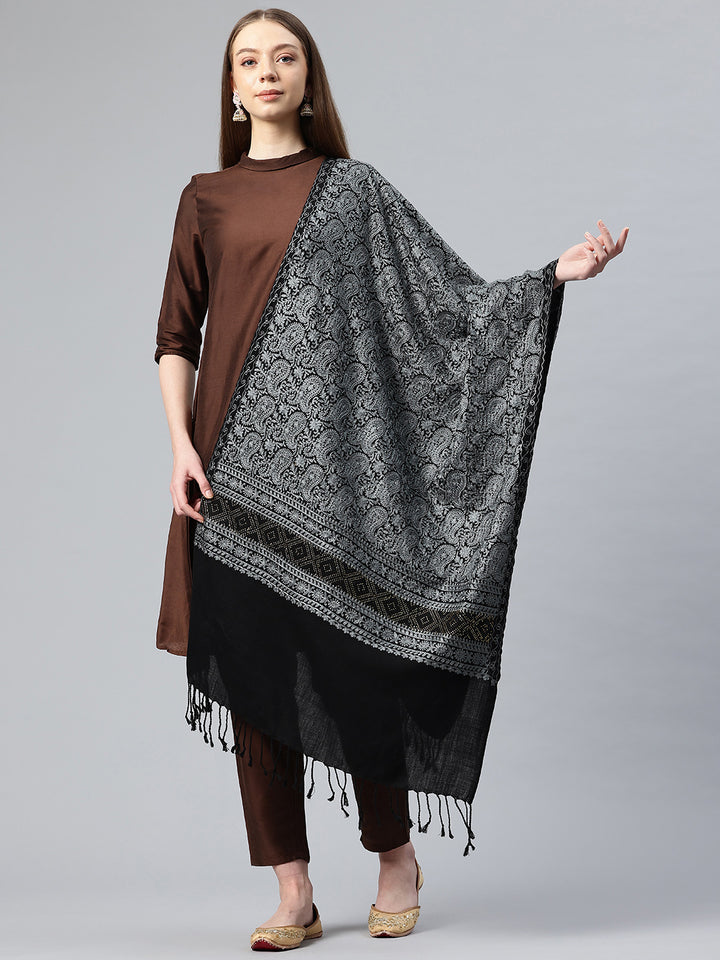 Women's Aari Embroidered Wool Stole