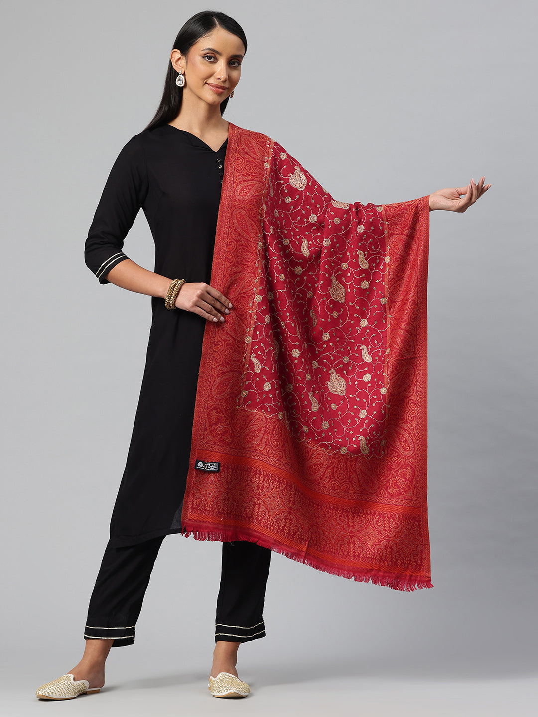 Women's Pure Wool Jamawar Embroidery Stole