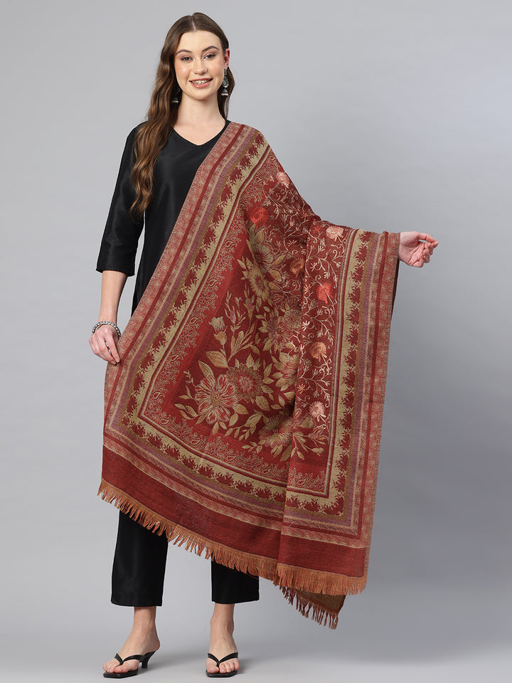 Women's Aari Embroidery Pure Wool Shawl