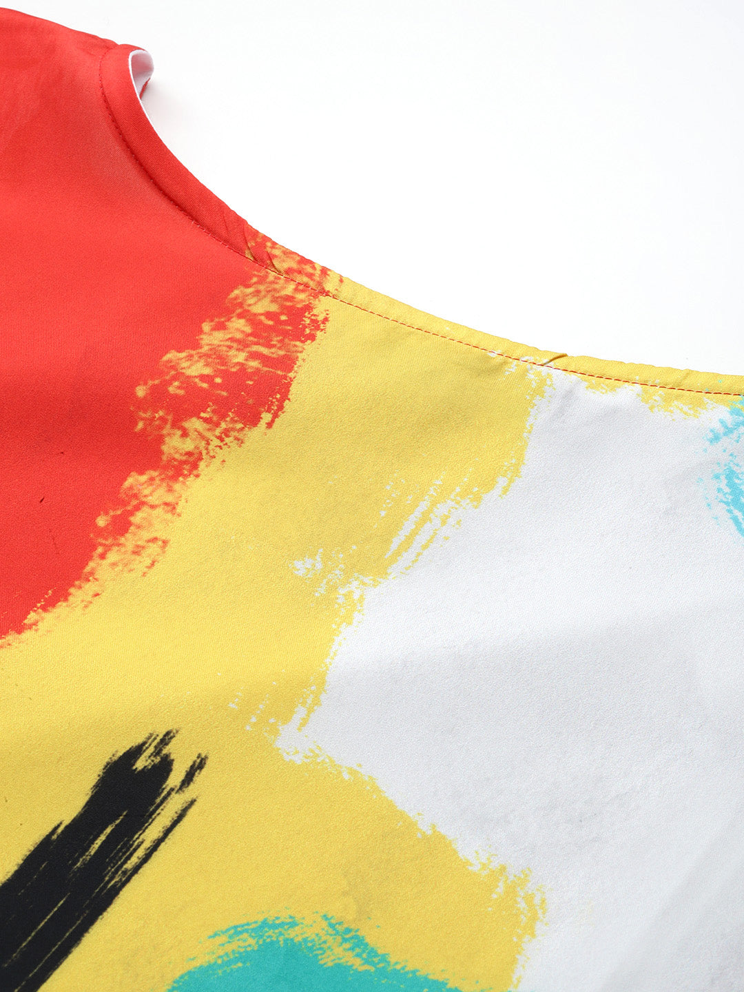 Women's Printed Boat Neck Sleeves Short Kaftan Kurti