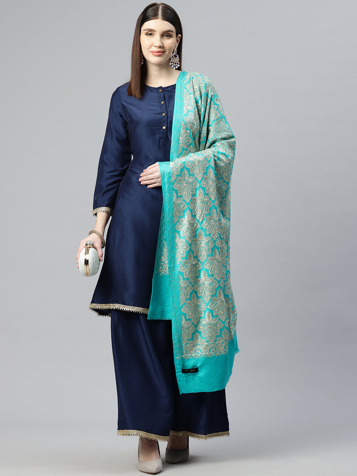 Women's Aari Embroidered Wool Shawl