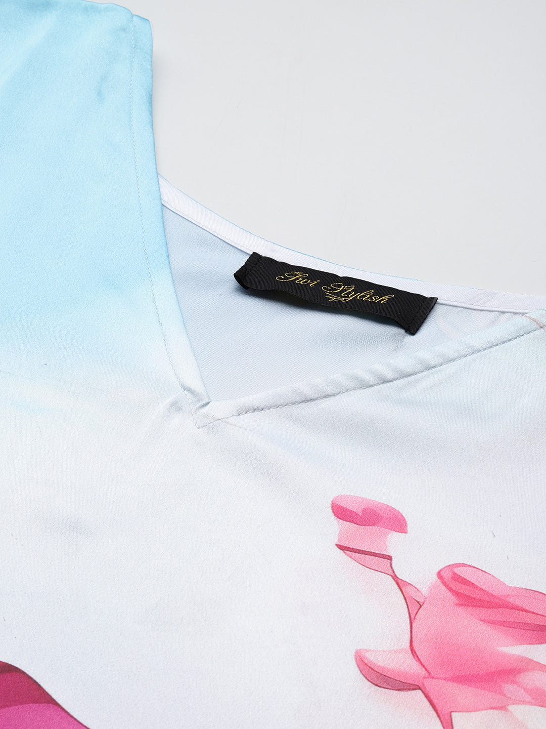 Women's Printed V-Neck Sleeves Long Satin Kaftan