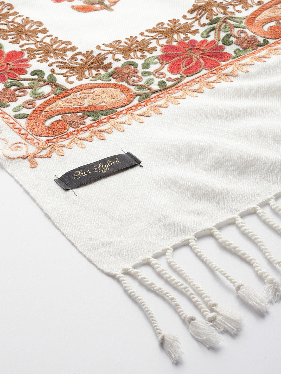 Women's Aari Embroidered Wool Stole