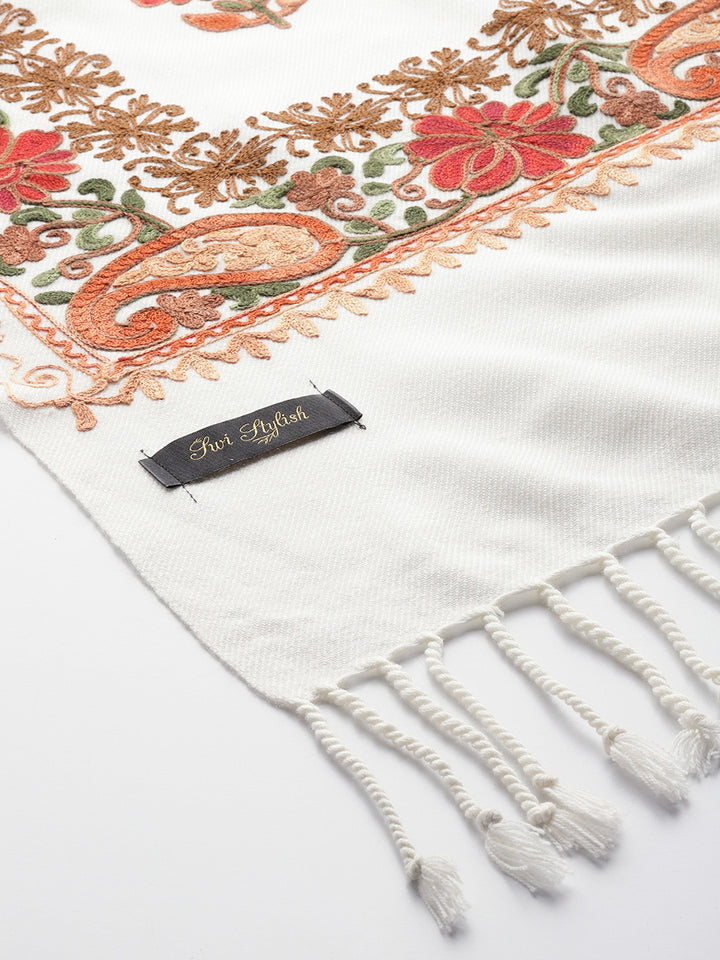Women's Aari Embroidered Wool Stole