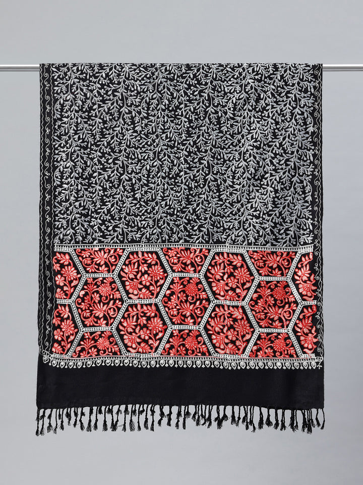 Women's Aari Embroidered Wool Stole