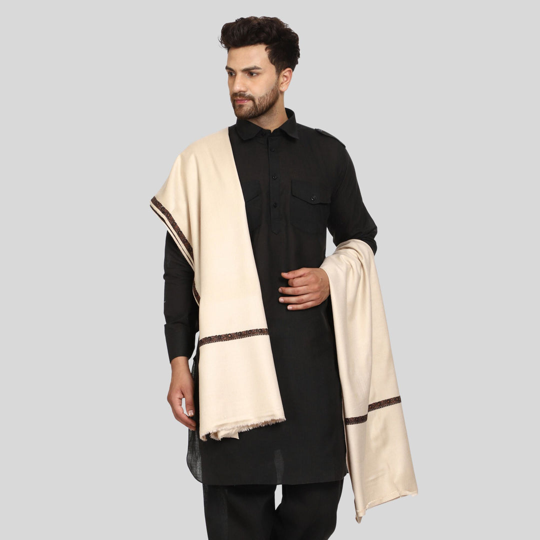 Men's Kashmiri Embroidered Wool Shawl