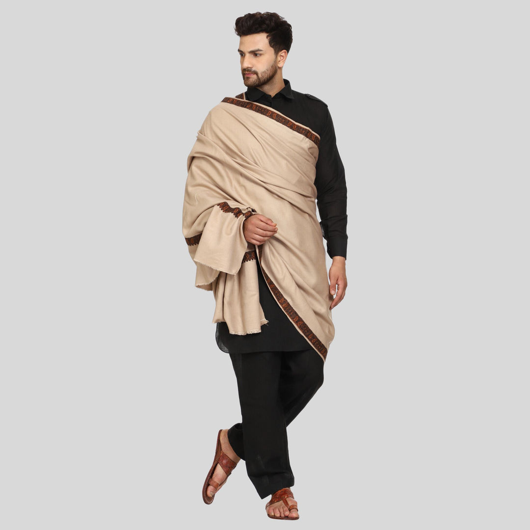 Men's Kashmiri Embroidered Wool Shawl