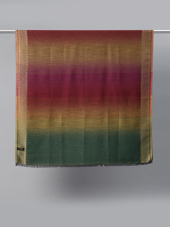 Women's Striped Wool Shawl with Zari Border