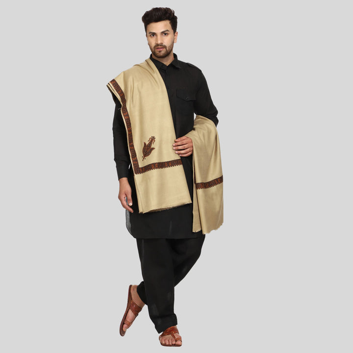 Men's Kashmiri Embroidered Wool Shawl