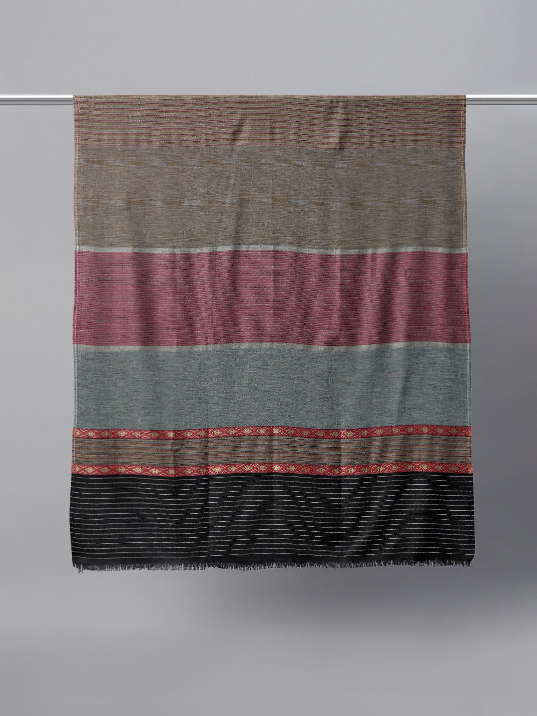 Men's Multi Stiped Woven Wool Shawl