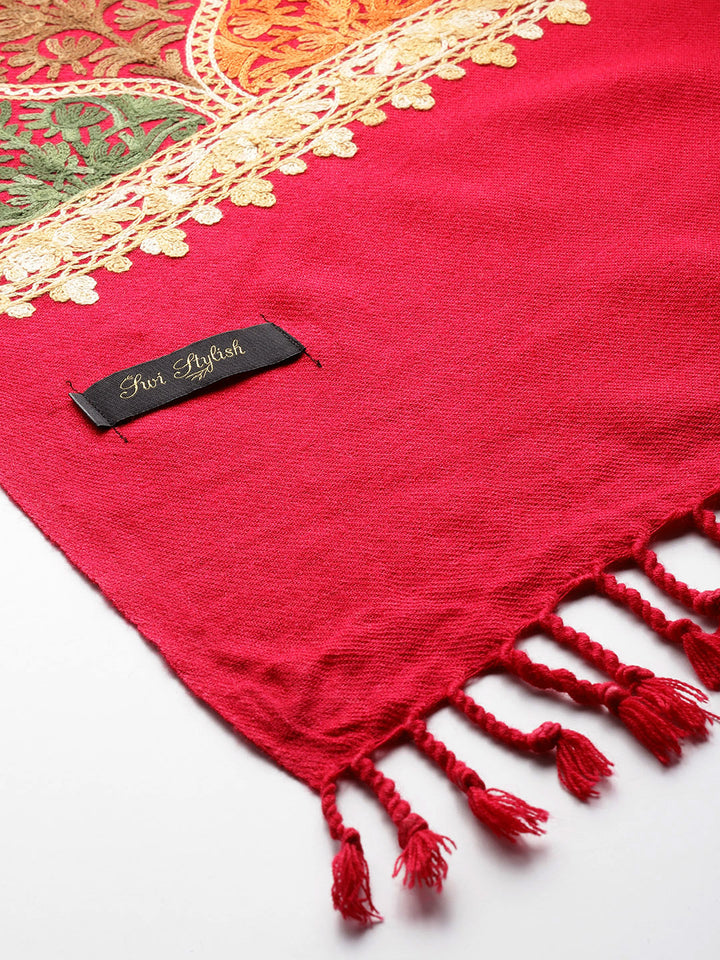 Women's Aari Embroidered Wool Stole