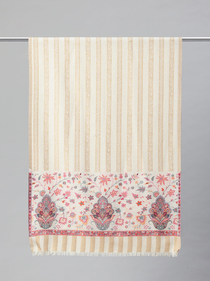 Women's Kani Wool Stole With Zari Border