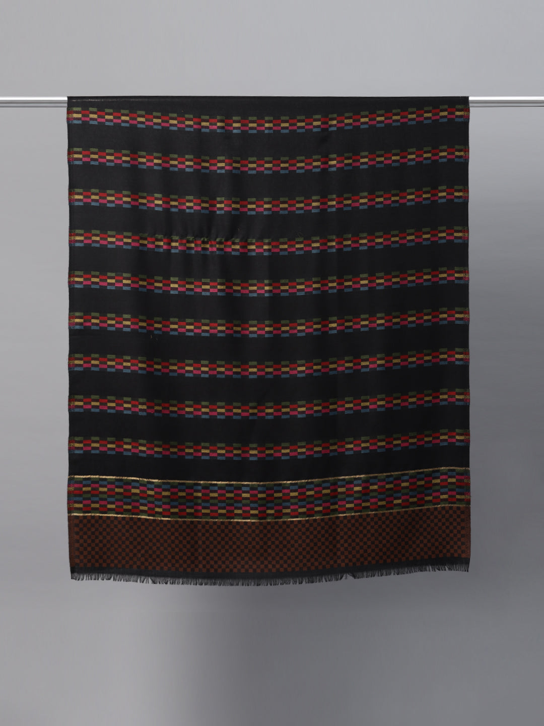 Men's Checkered Wool Shawl with Zari