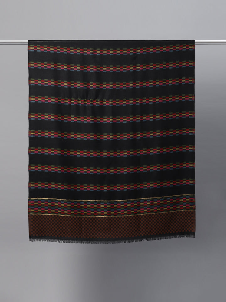 Men's Checkered Wool Shawl with Zari