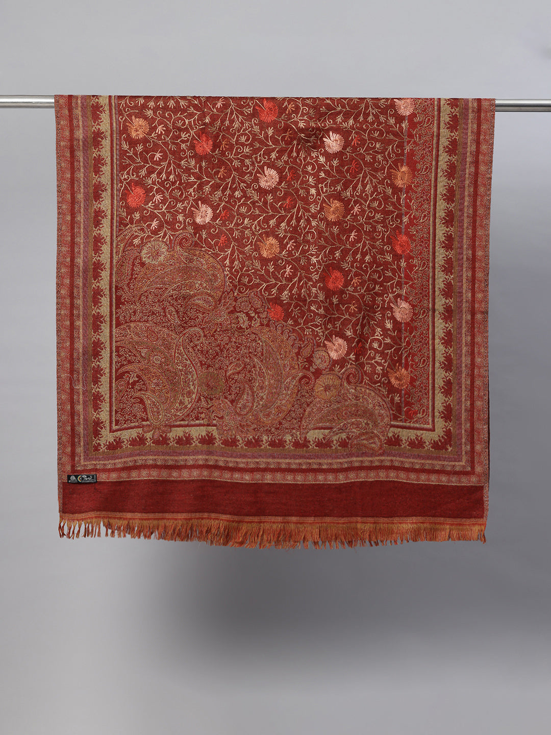 Women's Aari Embroidery Pure Wool Shawl