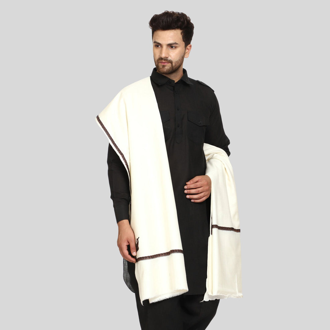 Men's Kashmiri Embroidered Wool Shawl