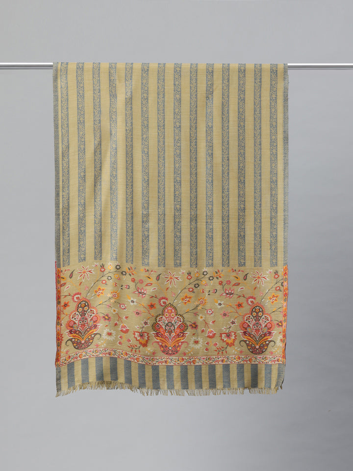 Women's Kani Wool Stole With Zari Border