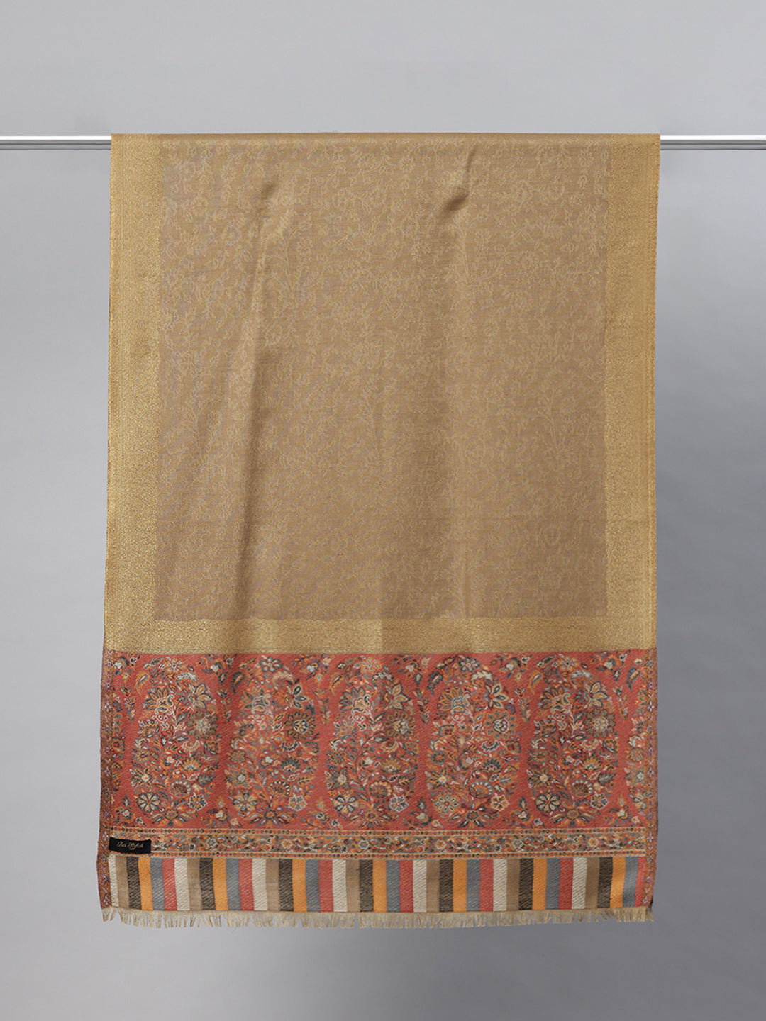 Women's Kani Wool Stole with Zari Border