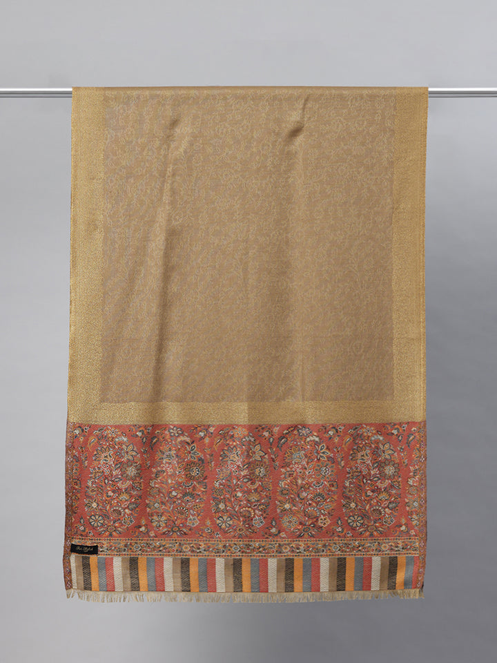 Women's Kani Wool Stole with Zari Border
