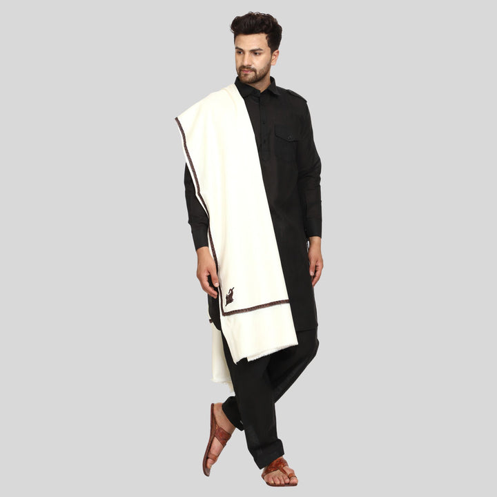 Men's Kashmiri Embroidered Wool Shawl