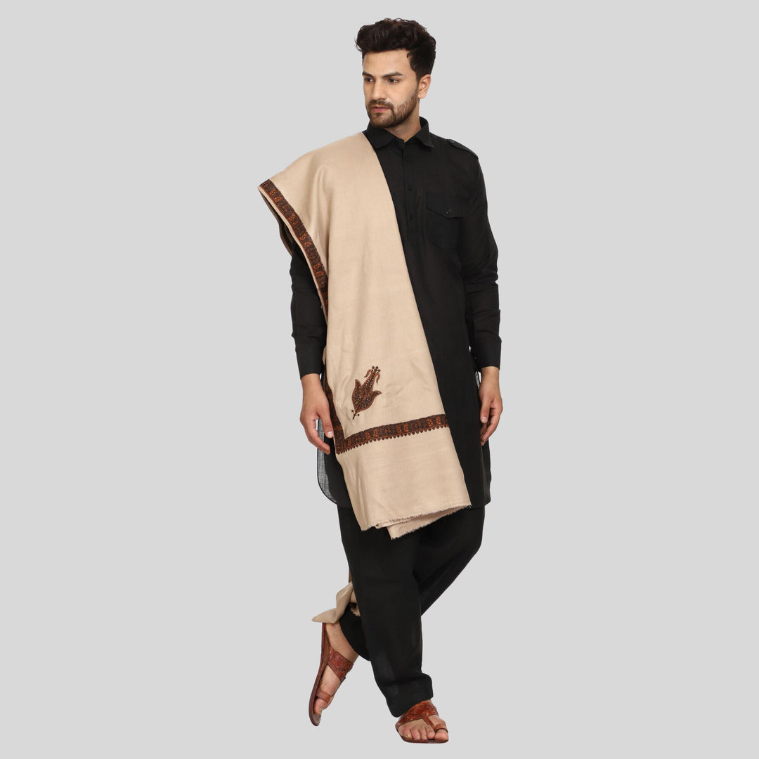 Men's Kashmiri Embroidered Wool Shawl