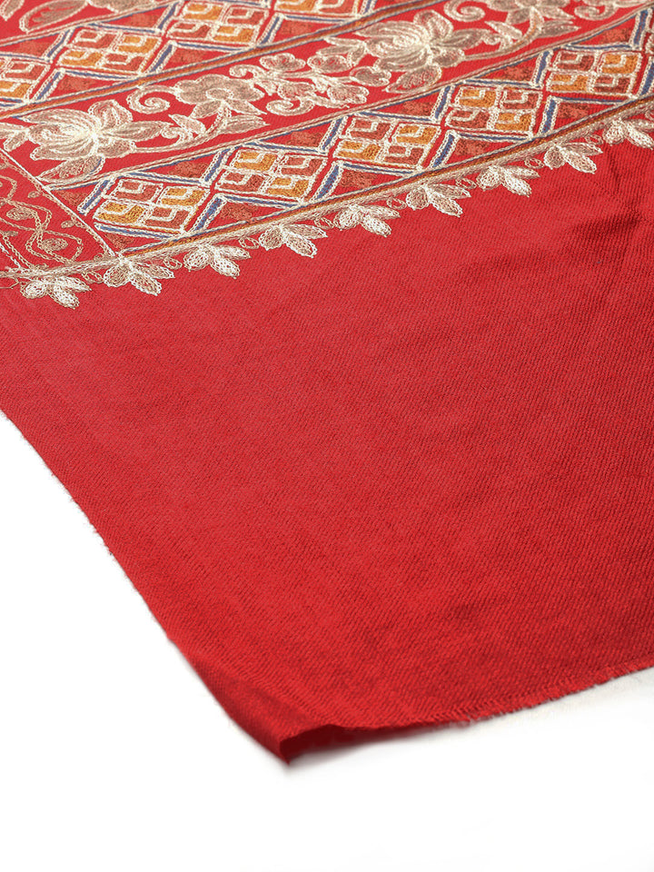 महिलाओं के लिए बोतल ग्रीन सिल्की आरी कढ़ाई ऊनी शॉल