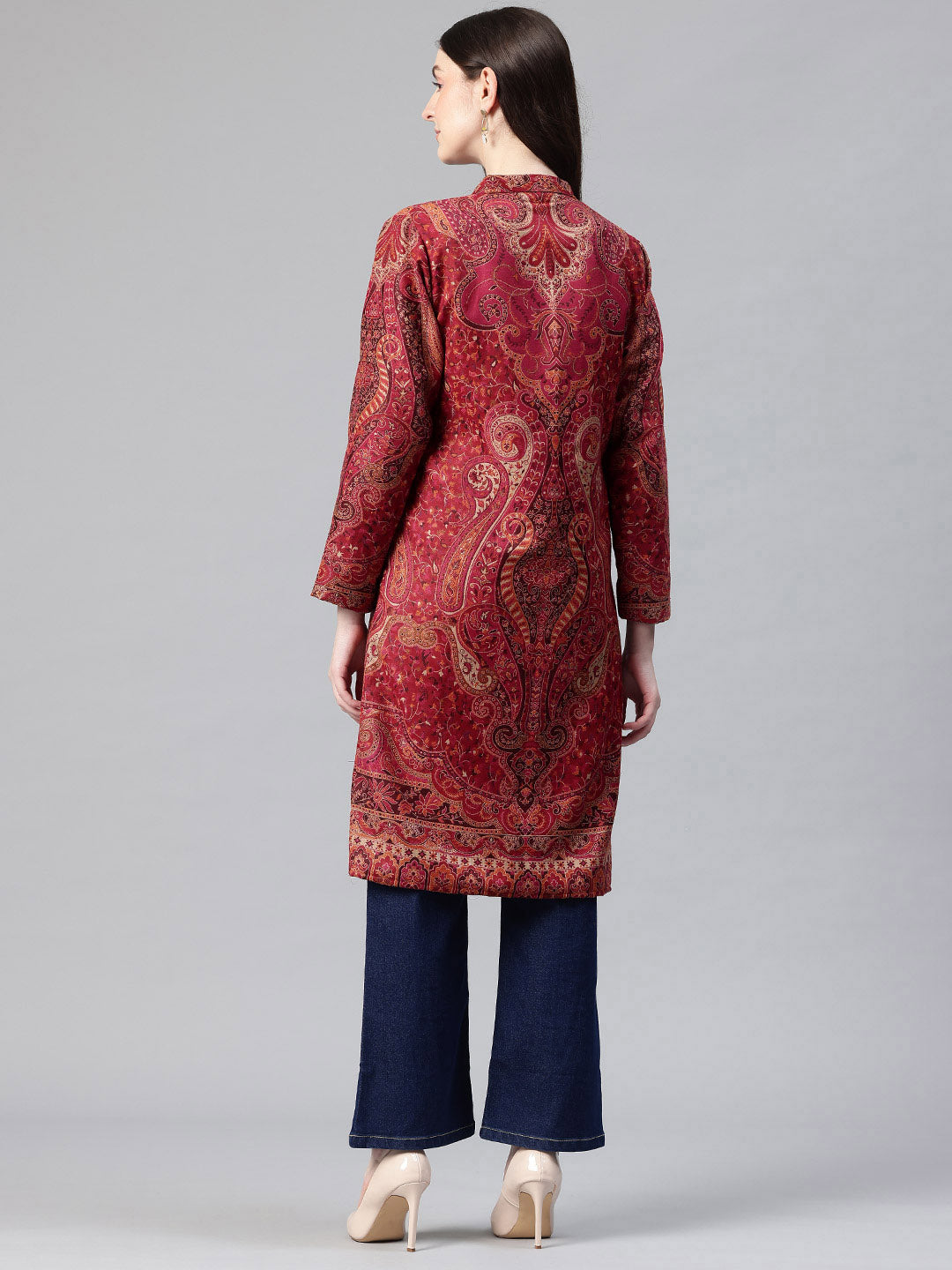 Women's Jamawar Woven Full Length Jacket