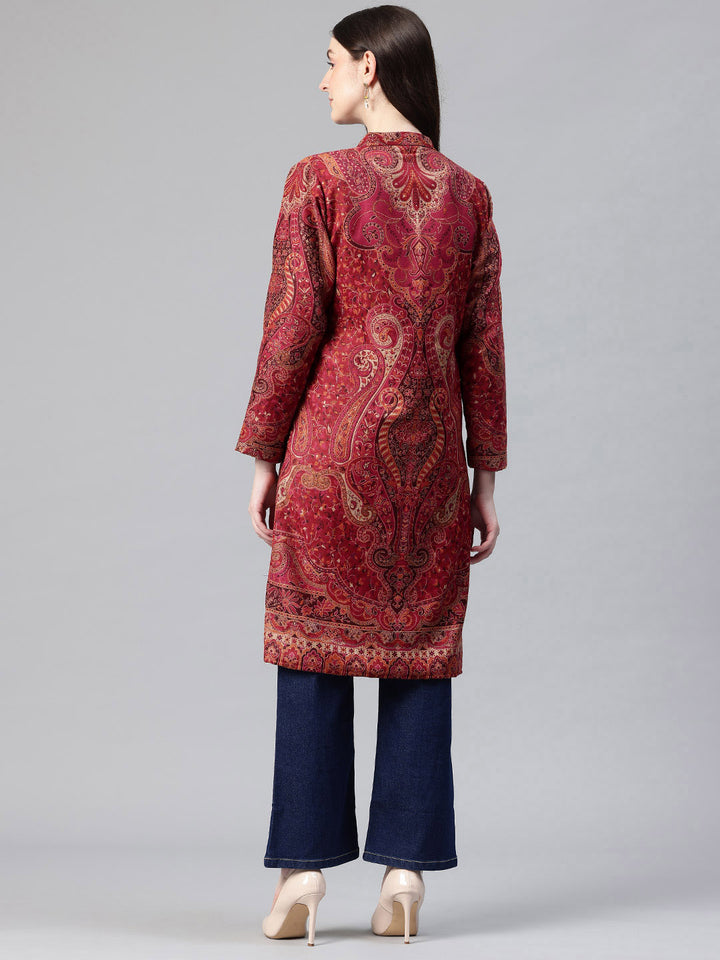 Women's Jamawar Woven Full Length Jacket