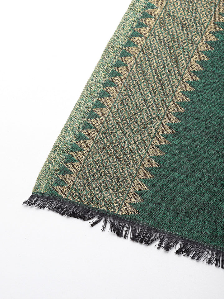 Women's Striped Wool Shawl with Zari Border