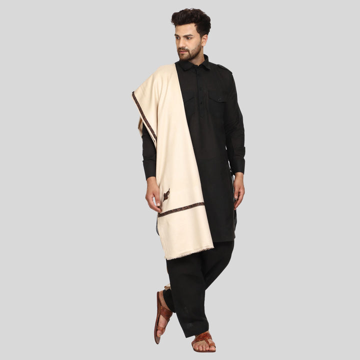 Men's Kashmiri Embroidered Wool Shawl