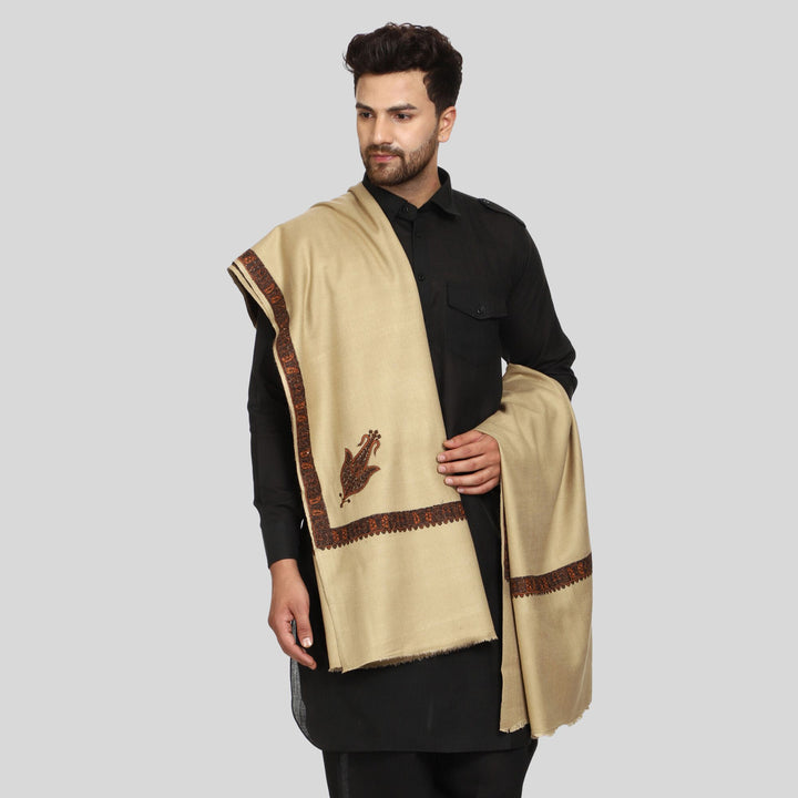 Men's Kashmiri Embroidered Wool Shawl