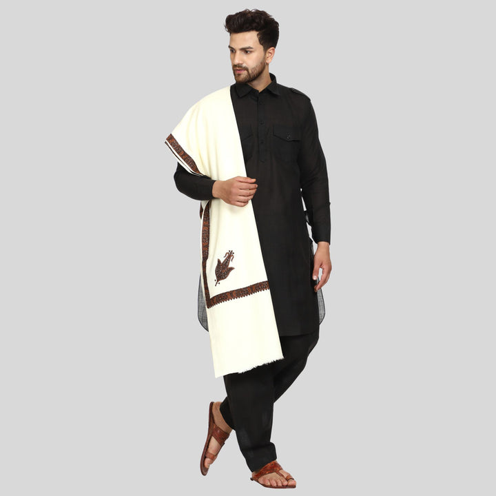 Men's Kashmiri Embroidered Wool Shawl