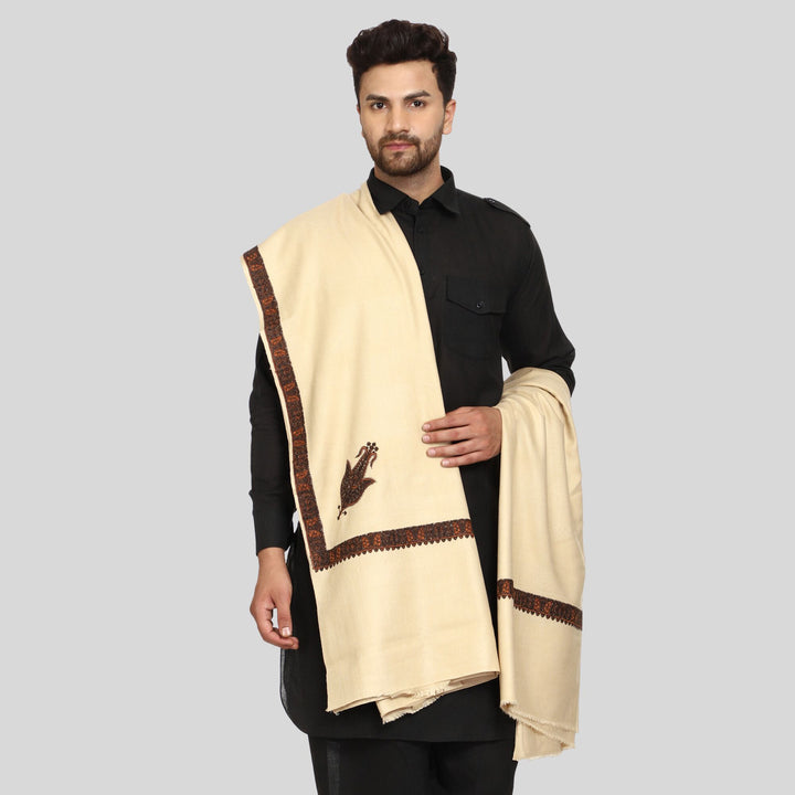 Men's Kashmiri Embroidered Wool Shawl