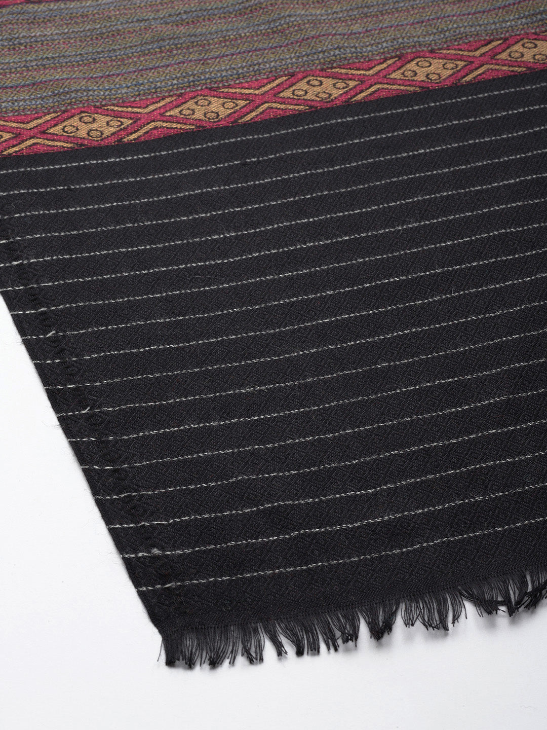 Men's Multi Stiped Woven Wool Shawl