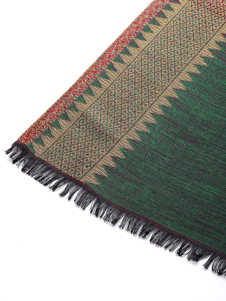 Women's Striped Wool Shawl with Zari Border