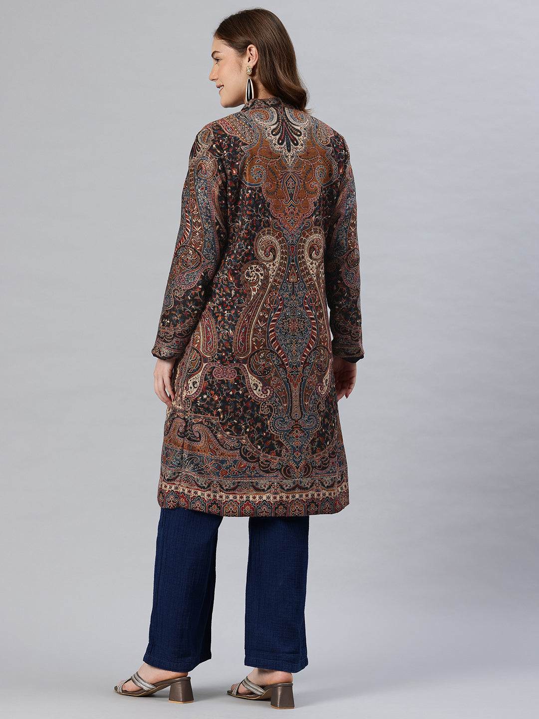 Women's Jamawar Woven Full Length Jacket