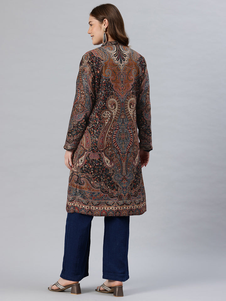 Women's Jamawar Woven Full Length Jacket