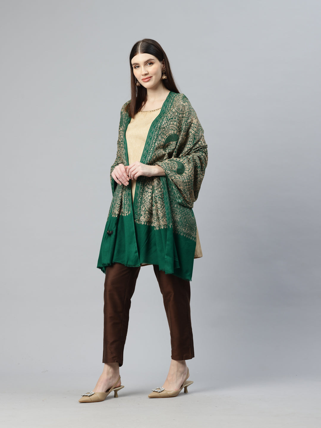 Women's Aari Embroidered Wool Shawl