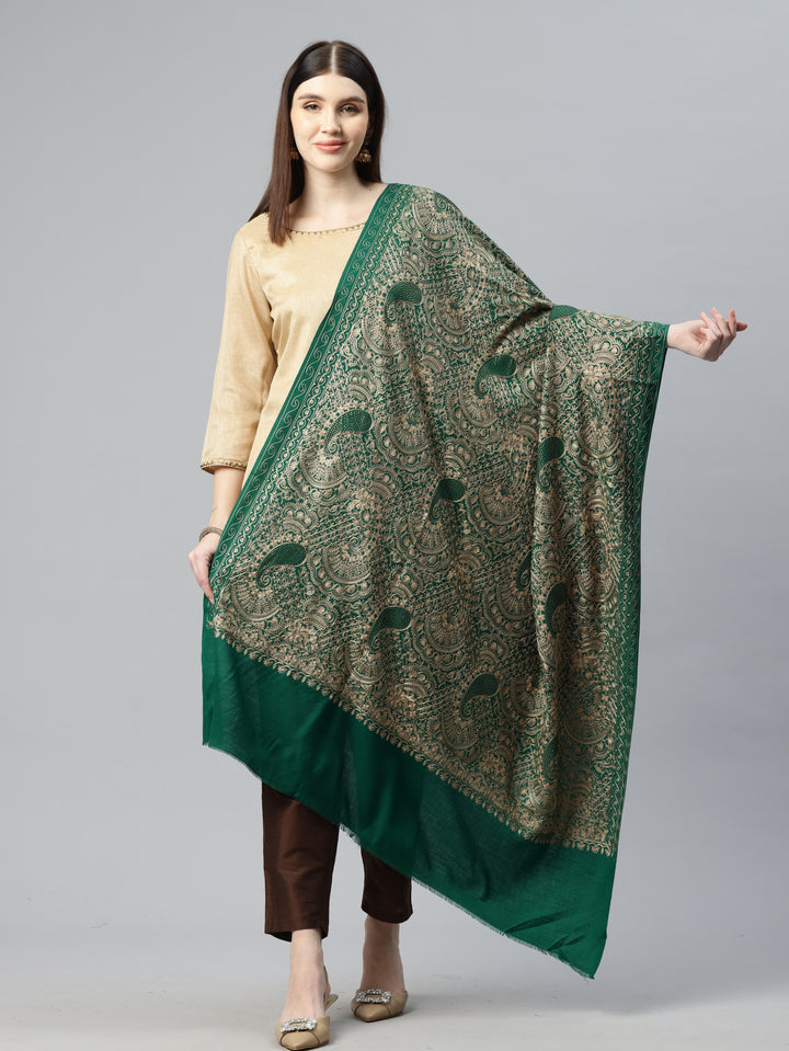 Women's Aari Embroidered Wool Shawl
