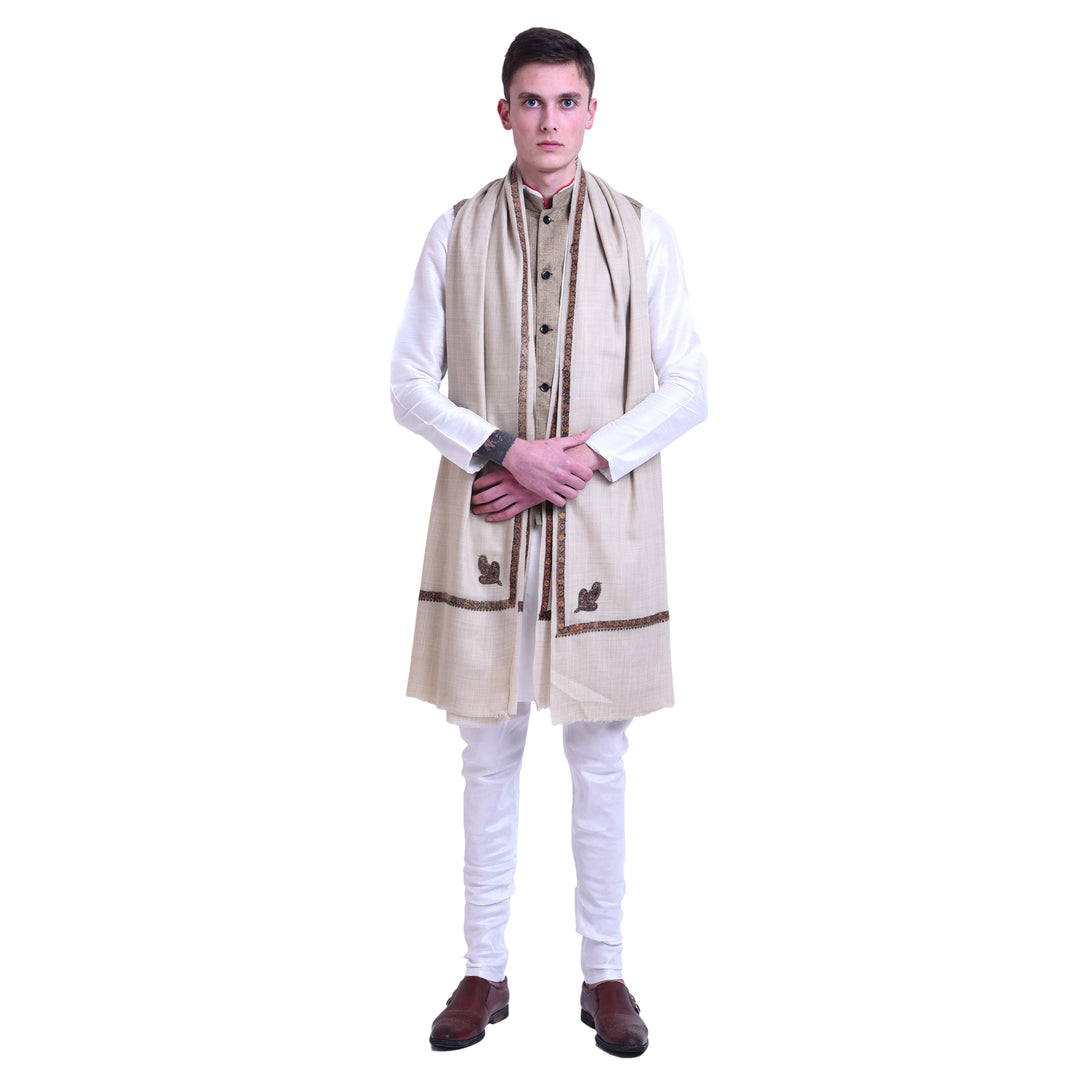 Men's Kashmiri Hand Embroidered Wool Shawl