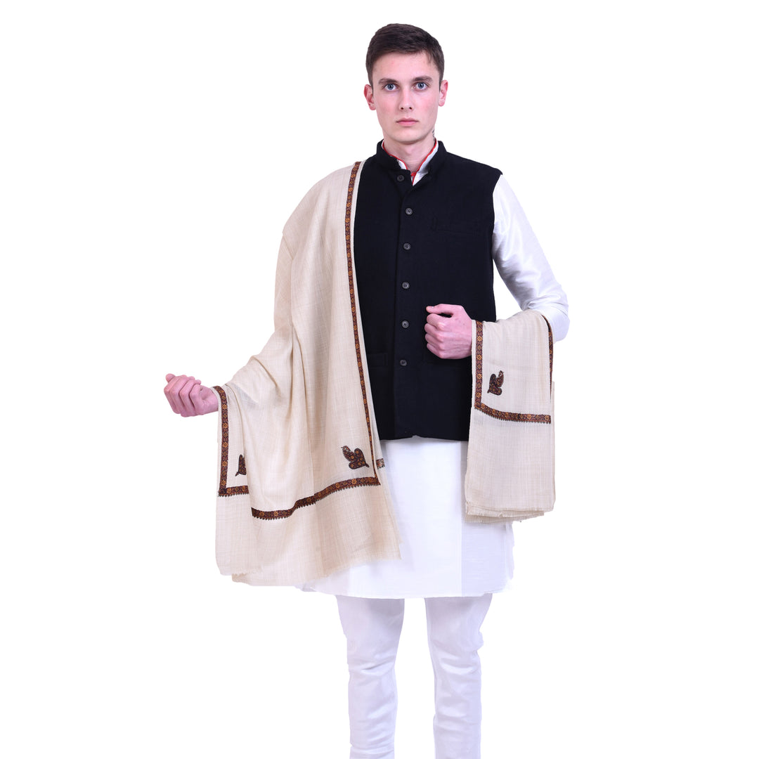 Men's Kashmiri Hand Embroidered Wool Shawl