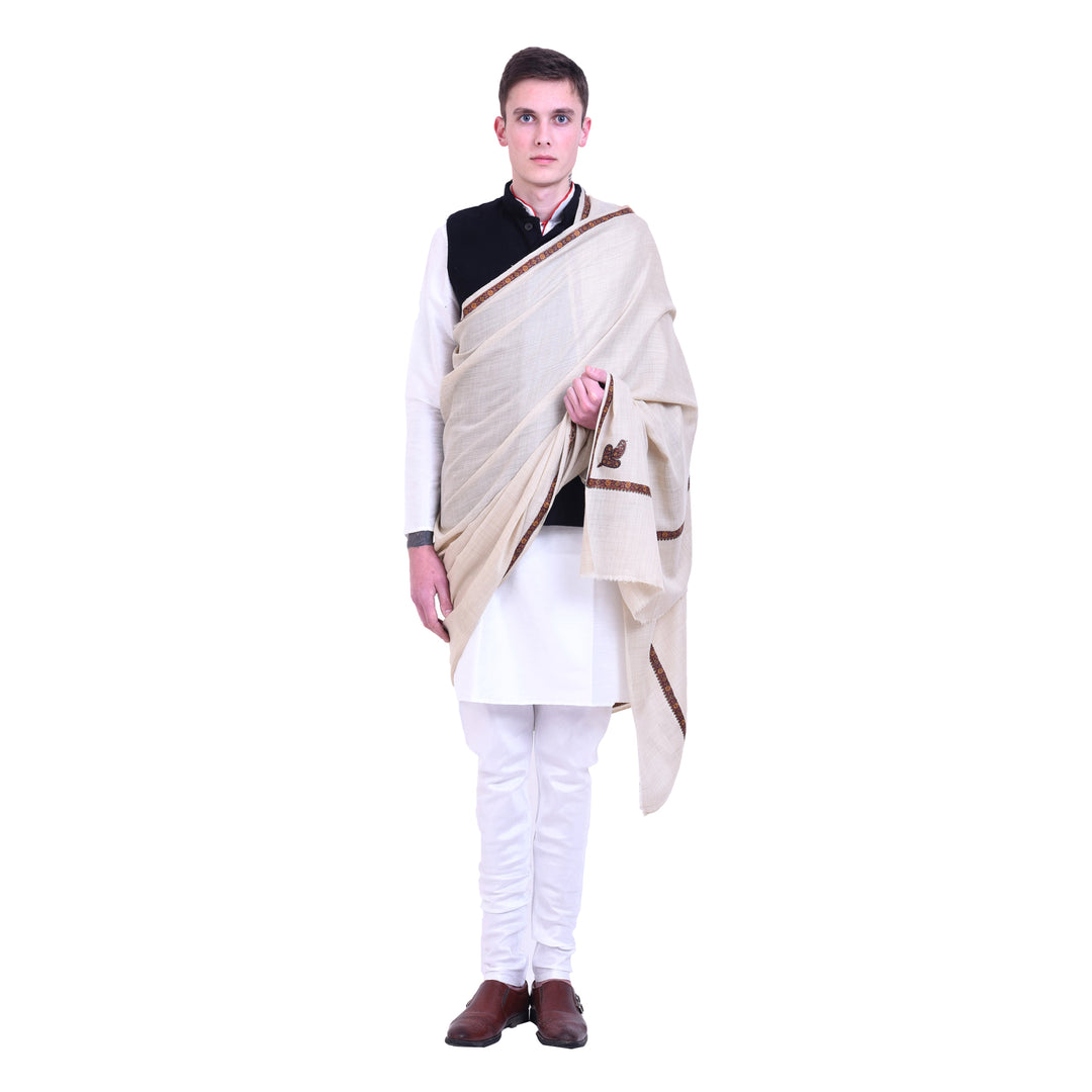 Men's Kashmiri Hand Embroidered Wool Shawl