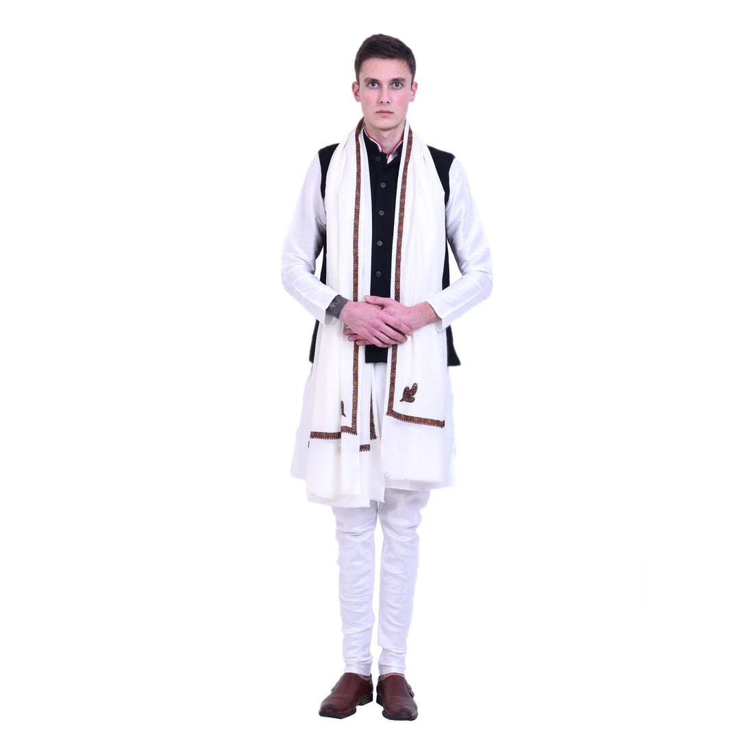 Men's Kashmiri Hand Embroidered Wool Shawl